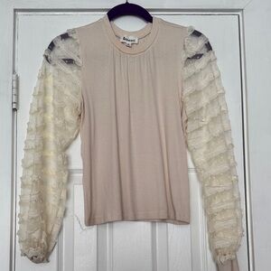 Elegant Cream Ruffle Sleeve Blouse